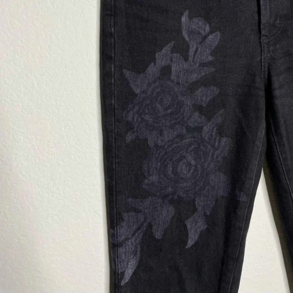 Carmar Black‎ Floral Distressed Mom Jeans 27 - Picture 3 of 5